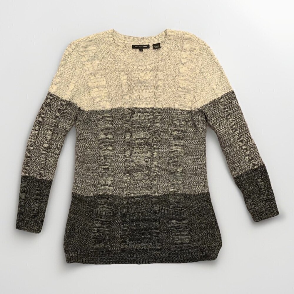 Jeanne Pierre Women's Sweater Size S Gray Pockets Crew Neck Long Sleeve GUC